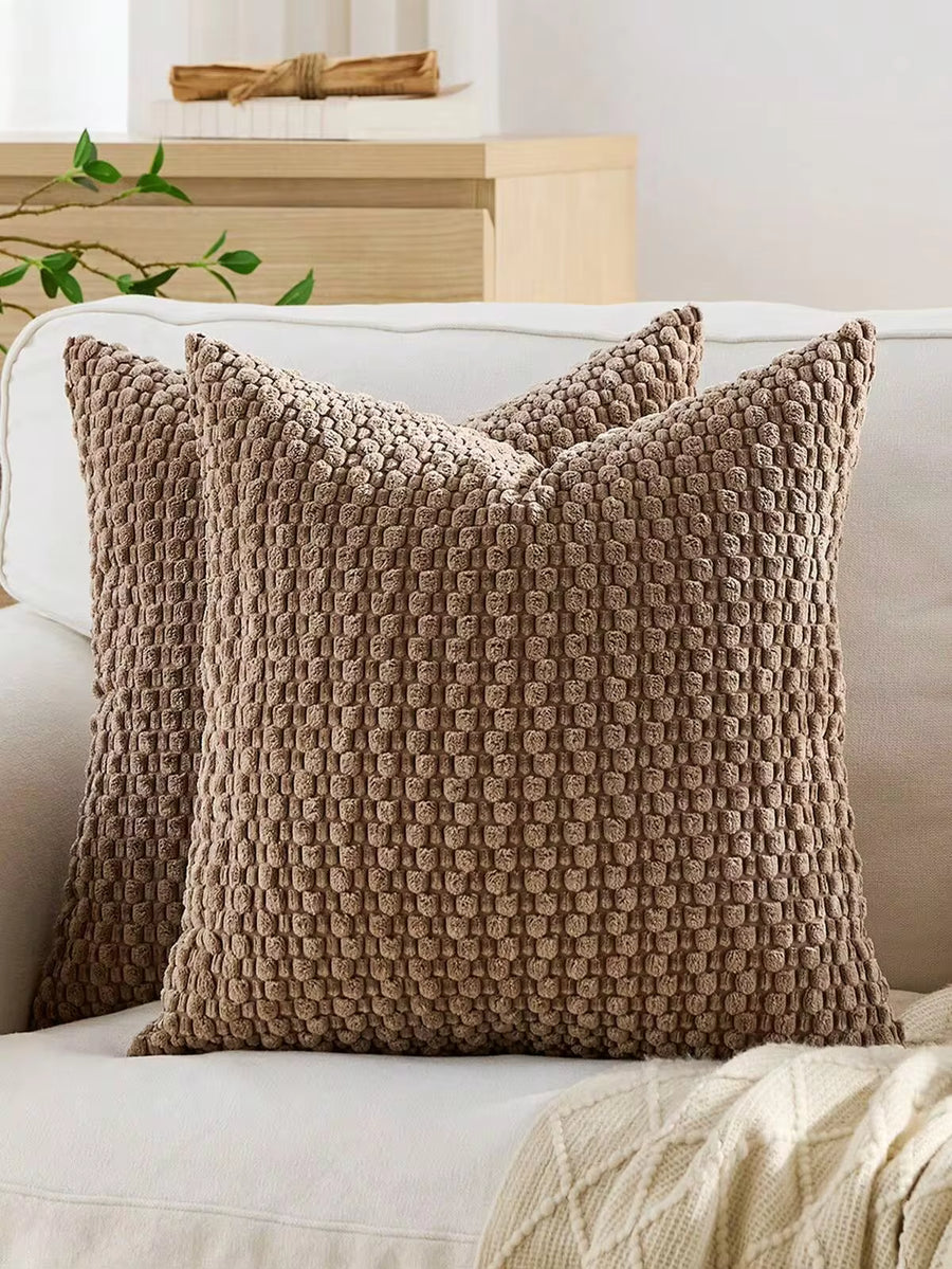 1pc/2pcs Set Semi-Circle Geometric Pattern Pillow Case, Canvas Circle Velvet Embroidery Crafted Square Cushion Cover, For Daily Use In Bedroom, Living Room, Sofa, Yard, Garden Decor, Without Core 30*50cm 45*45cm