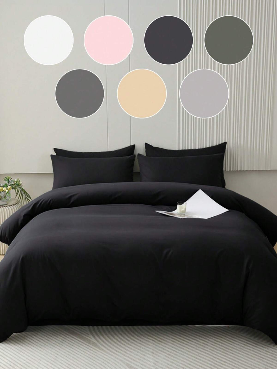 2/3pcs Duvet Cover Set, Bedding Set, Solid Color Skin-Friendly Comforter Cover Set, For Single/Twin/Full/King/Queen Bed Sizes - Ideal For Bedroom, Guest Room, Dormitory, 1pc Duvet Cover With 1/2pcs Pillowcase (Without Filler)Machine Washable